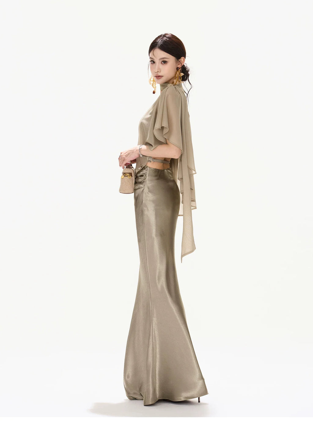 Amber Radiance Acetate Satin Mermaid Skirt