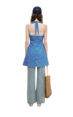 Romantic French Halter V-neck Floral Dress
