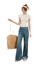 Soft Cotton Wide-Leg Jeans with Bow Detail