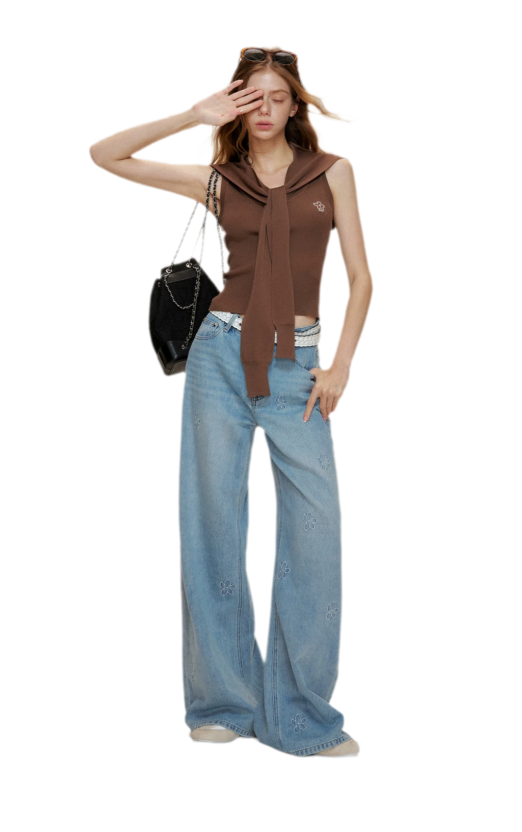 Soft Tencel Navy Shawl Tank