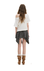 Asymmetric Lace Patchwork Plaid Skirt/Top