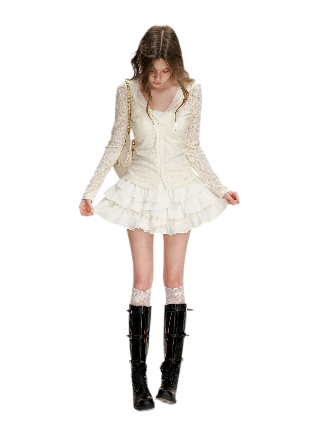 Irregular Cloud White A-line Skirt