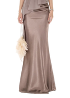 Amber Glow High-Waist Fishtail Satin Skirt