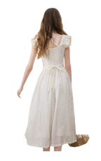 Embroidered Flutter Sleeve Dress