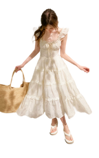 Embroidered Floral Tie-Waist Dress