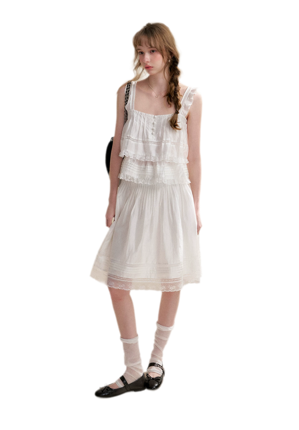 Lace Edge Camisole and Skirt Set