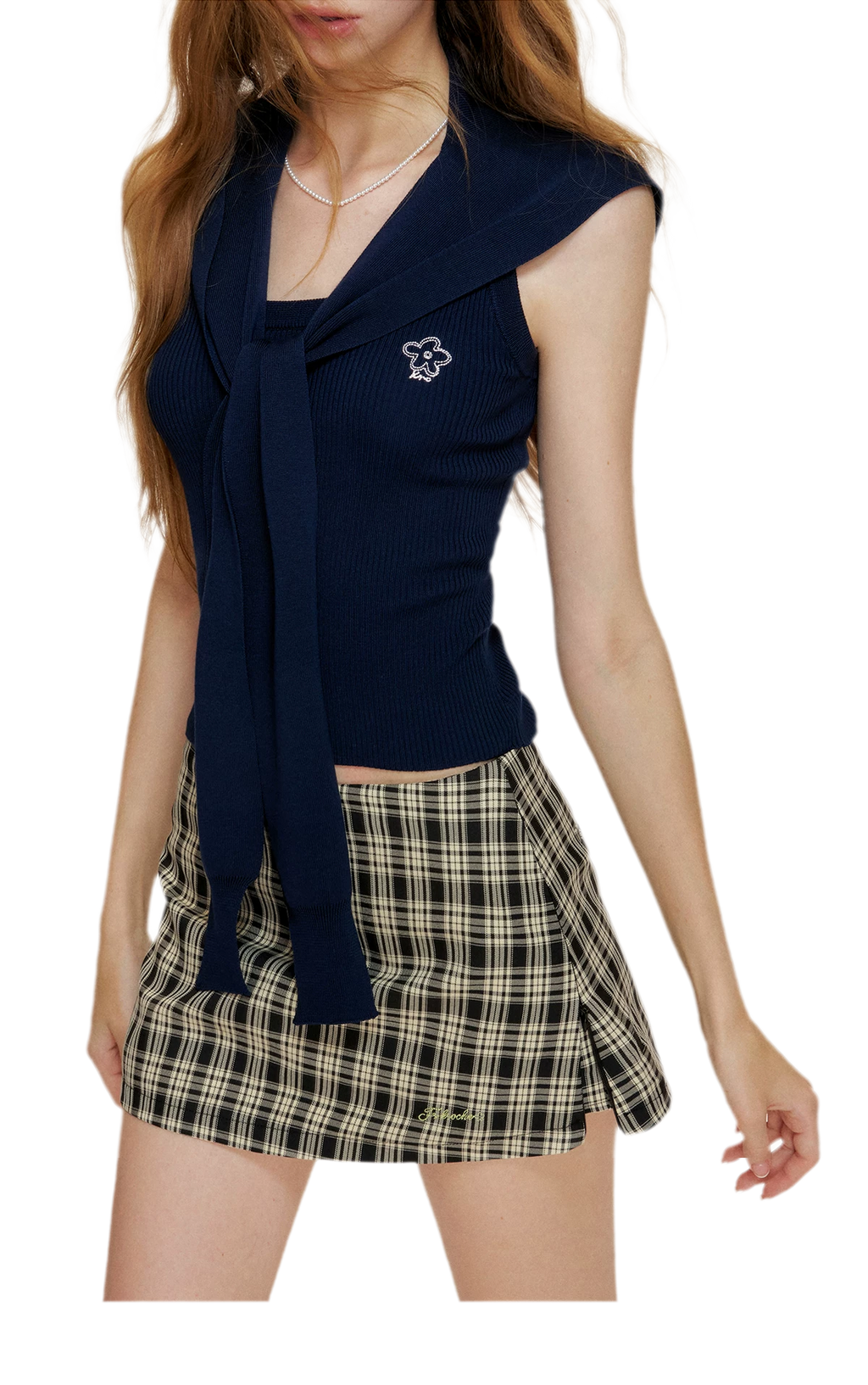 Soft Tencel Navy Shawl Tank