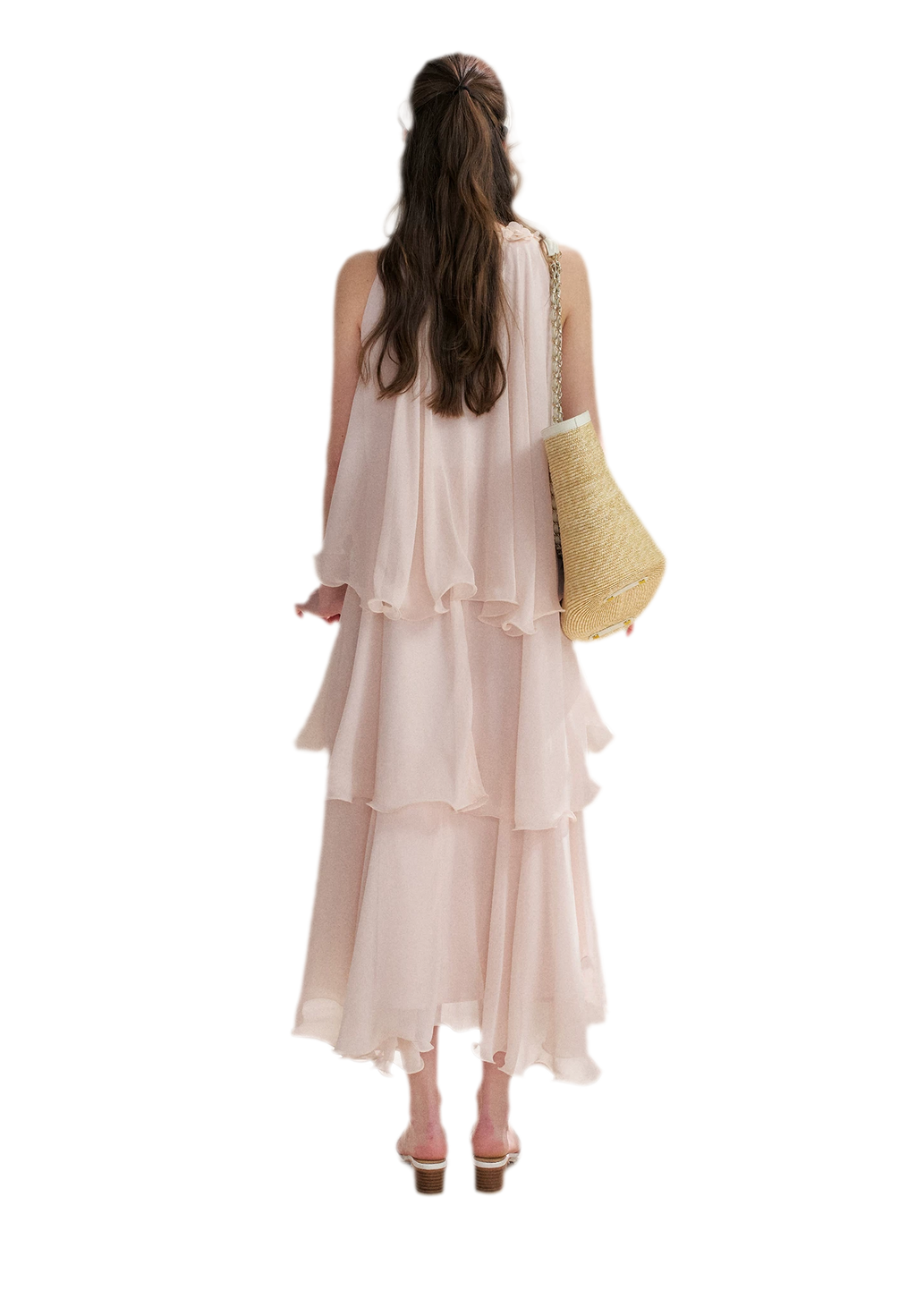 Chiffon Floral Halter Long Dress