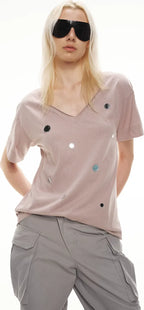 Relaxed Stylish V-Neck Short Sleeve T-Shirt