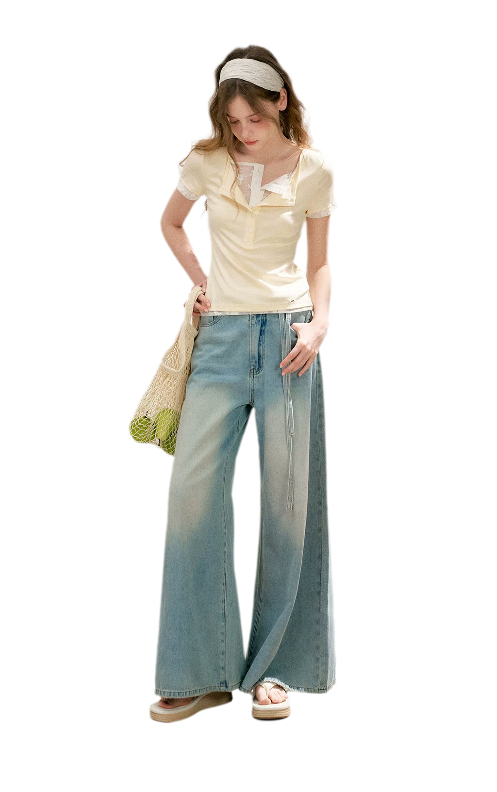 Double-Layer Collar Lace T-Shirt