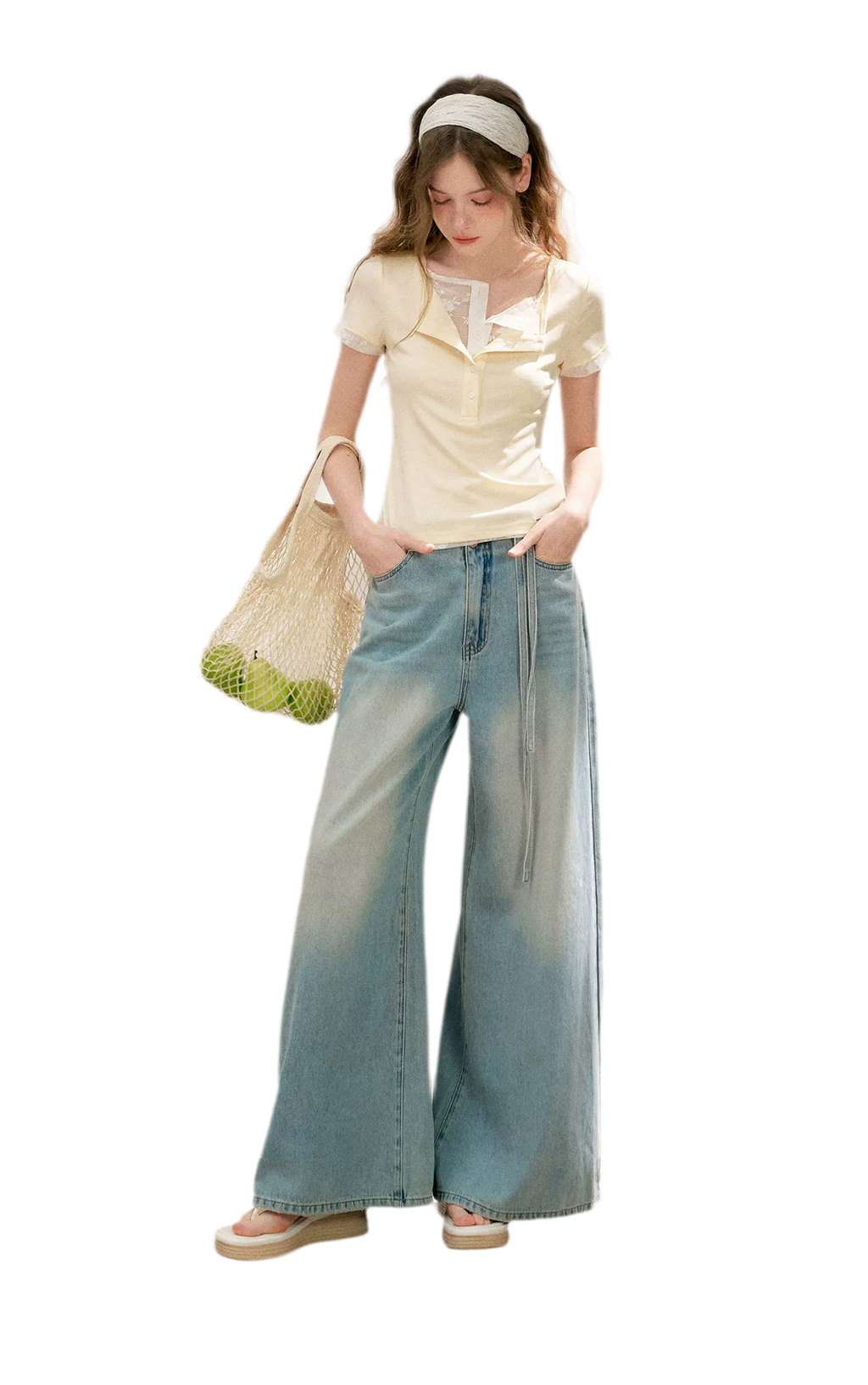 Double-Layer Collar Lace T-Shirt