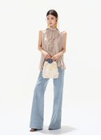 Lightweight Ruffle Collar Sleeveless Chiffon Blouse