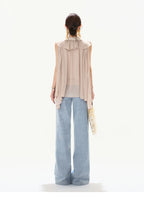 Lightweight Ruffle Collar Sleeveless Chiffon Blouse