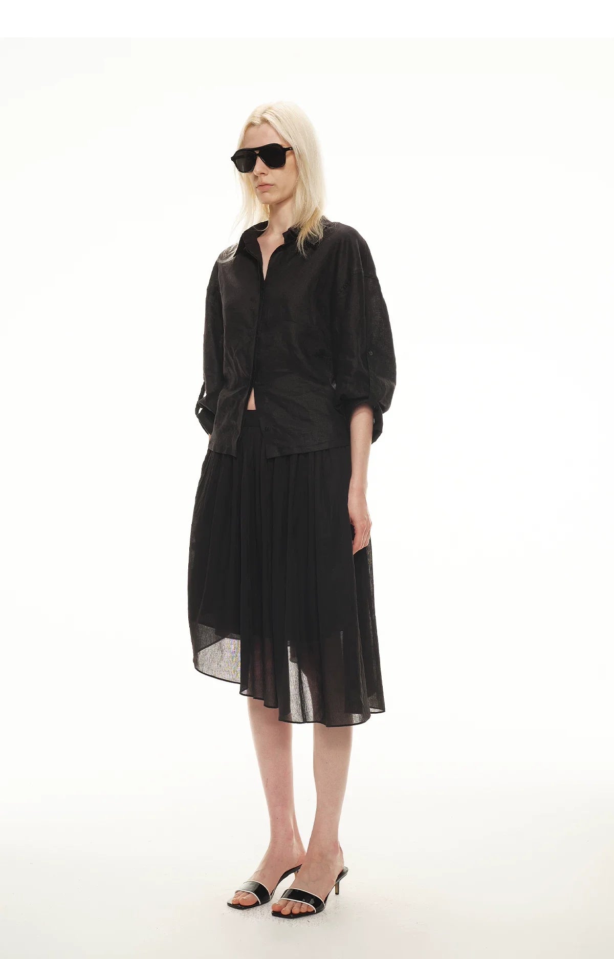 Linen Waist-Defined Shirt & Low-Rise Rolled Shorts Set