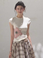 Slim-Fit Floral Print Short-Sleeve T-Shirt