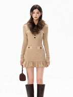 Mesh Shawl Ruched Knit Bodycon Dress