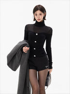 Pure Cutout Mesh Panel Knit Base Layer