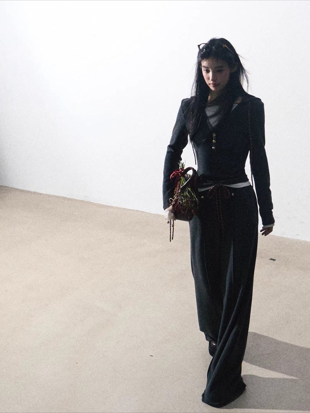 Knit Base Top & Wide-Leg Pants Set