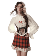 Christmas Night Corset Top & Plaid Skirt Set