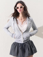 Drawstring Bubble Mini Skirt