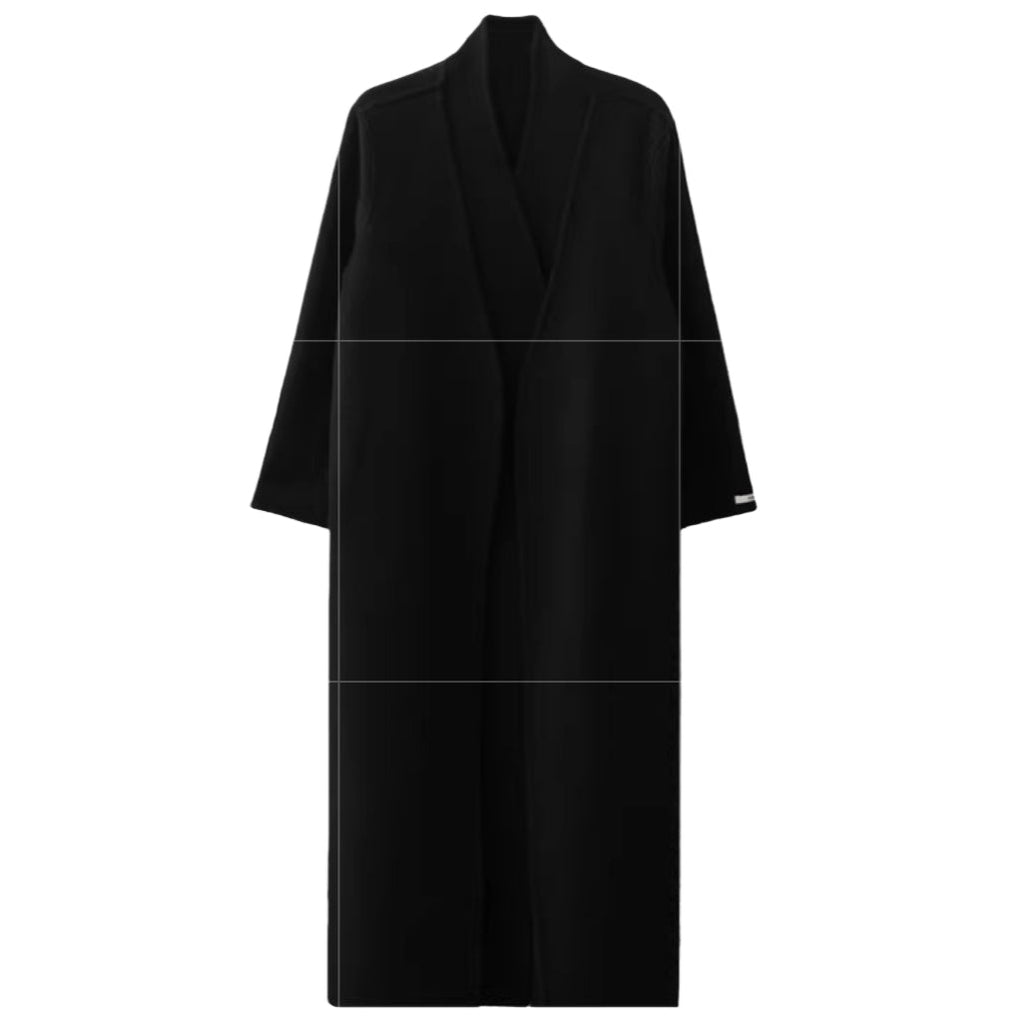 Elegant Double-Faced Wool Long Coat