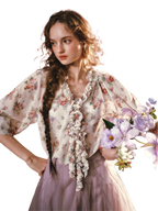 Wisteria Whisper French Romantic Floral Chiffon Shirt