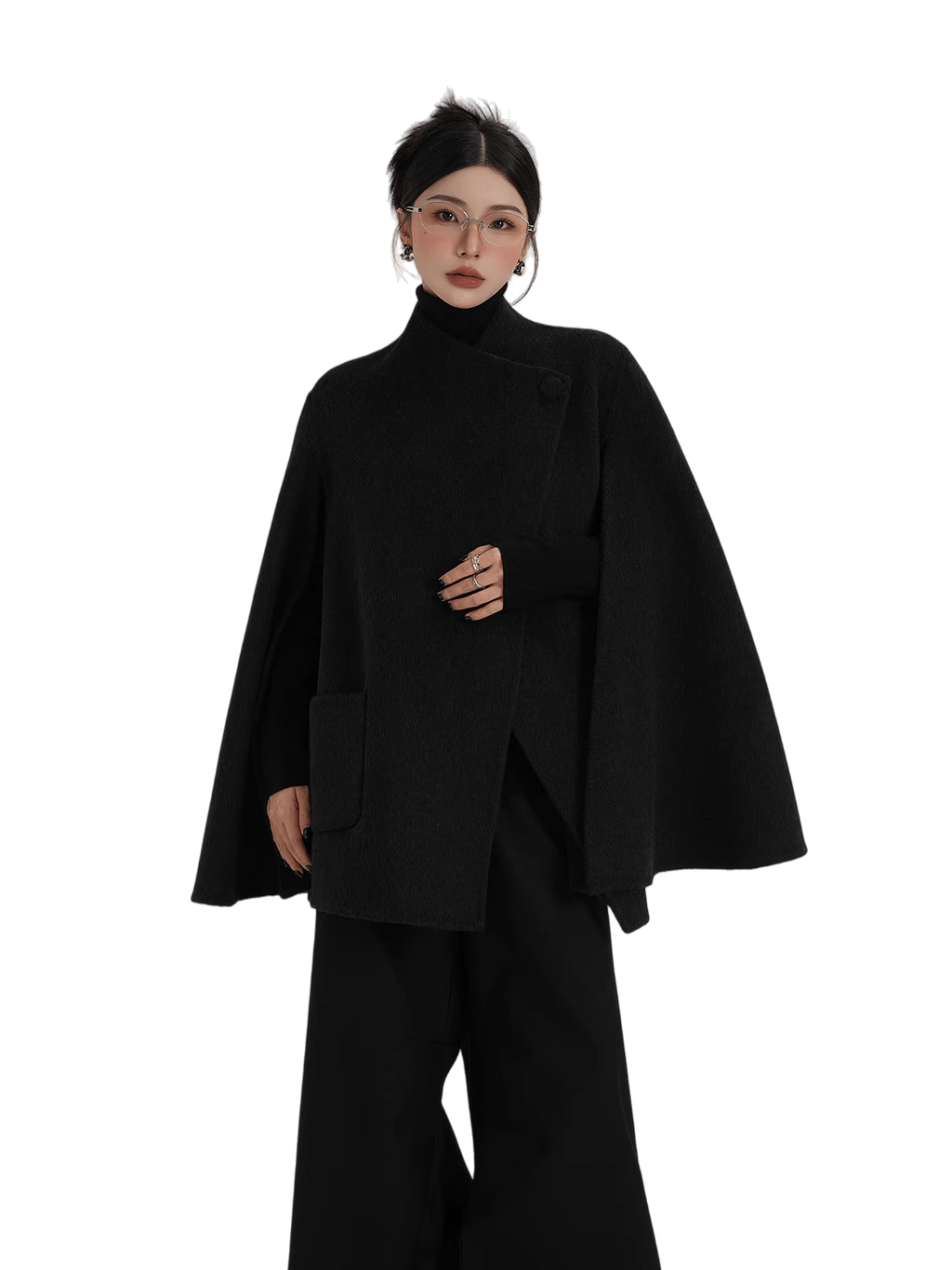 A-Line Cape-Style Double-Faced Wool Jacket