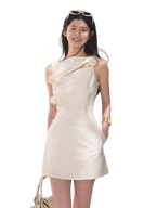 Lyocell Wool Off-Shoulder Sculpted Waist Dress
