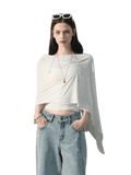 White Jade Asymmetric Draped T-Shirt