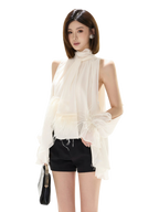 Vintage Court Halterneck Chiffon Sleeveless Blouse