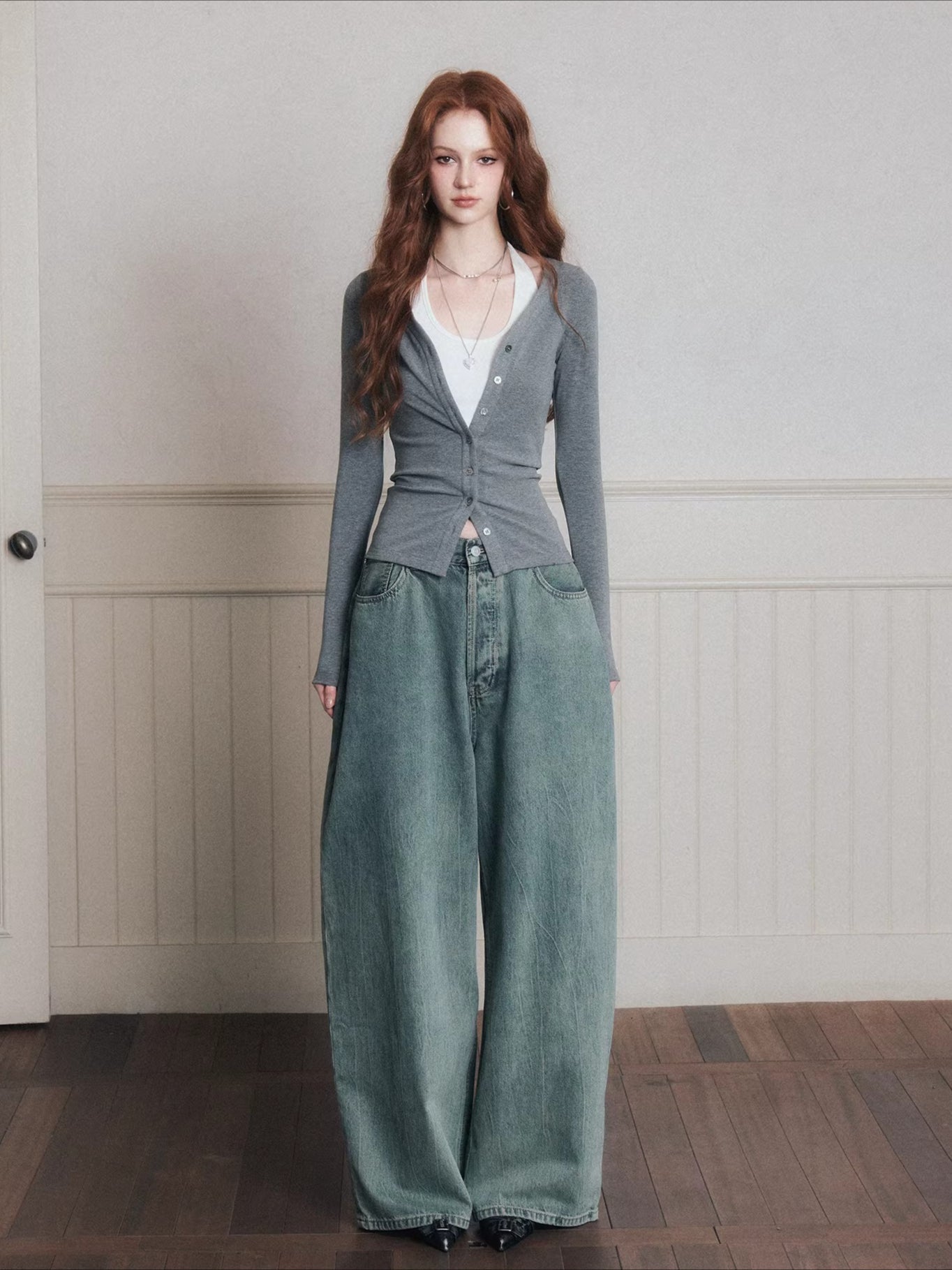 Layered Halter Camisole & Knit Cardigan Set