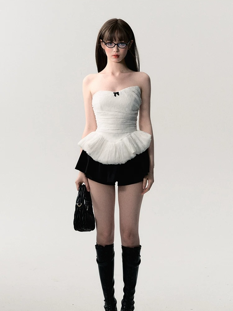 White Lace Corset Tube Top