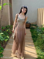 Gradient Mesh Slimming Resort Dress