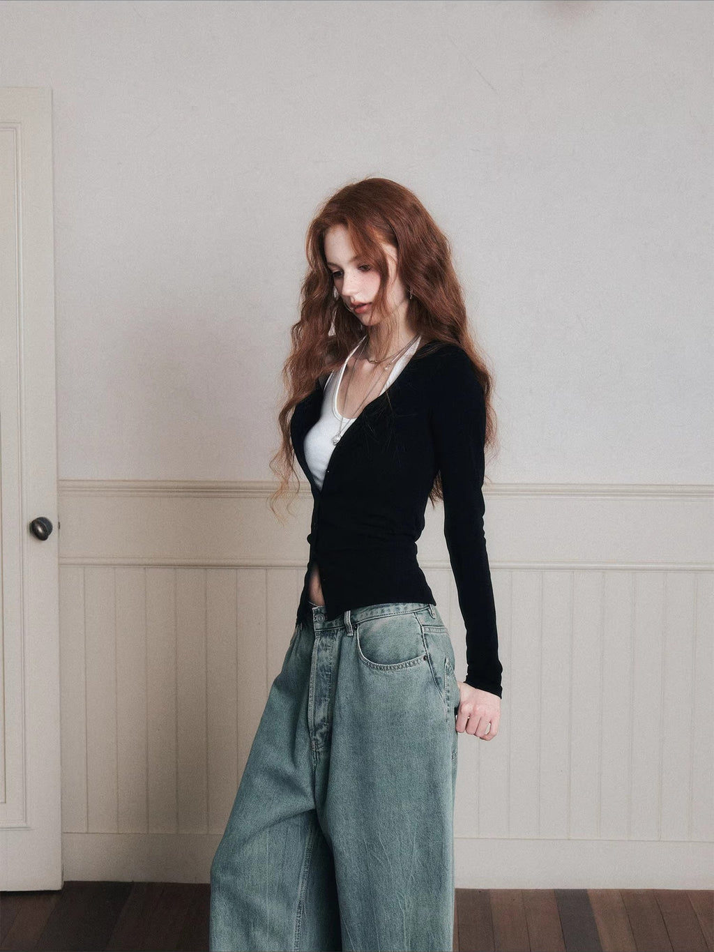Layered Halter Camisole & Knit Cardigan Set