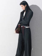 Knit Base Top & Wide-Leg Pants Set