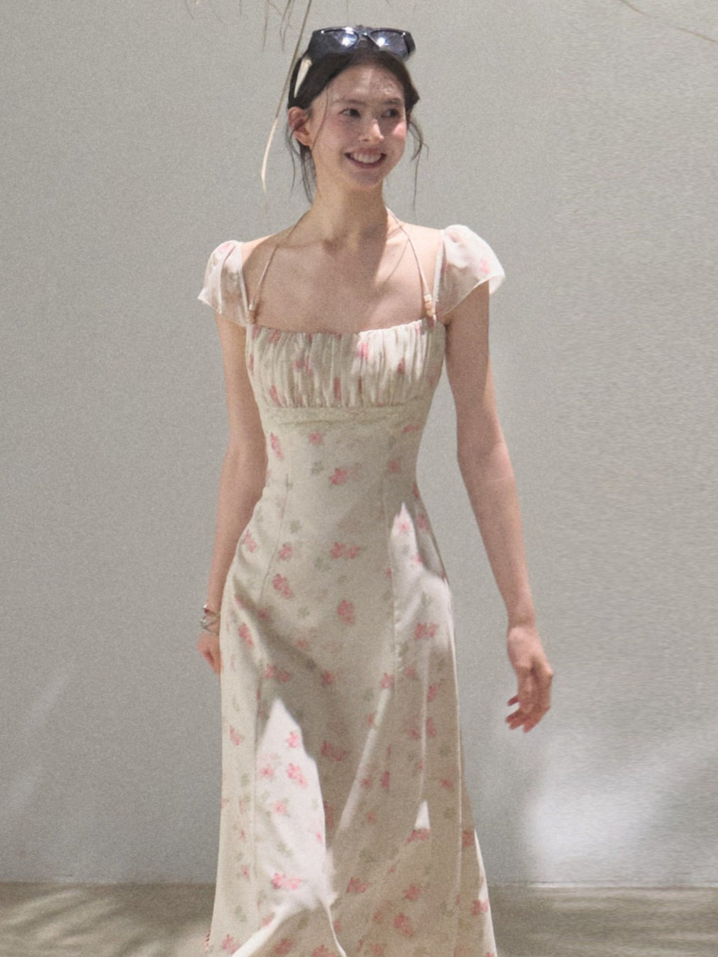 Moonlit Beaded Halter Waist-Cinched Dress