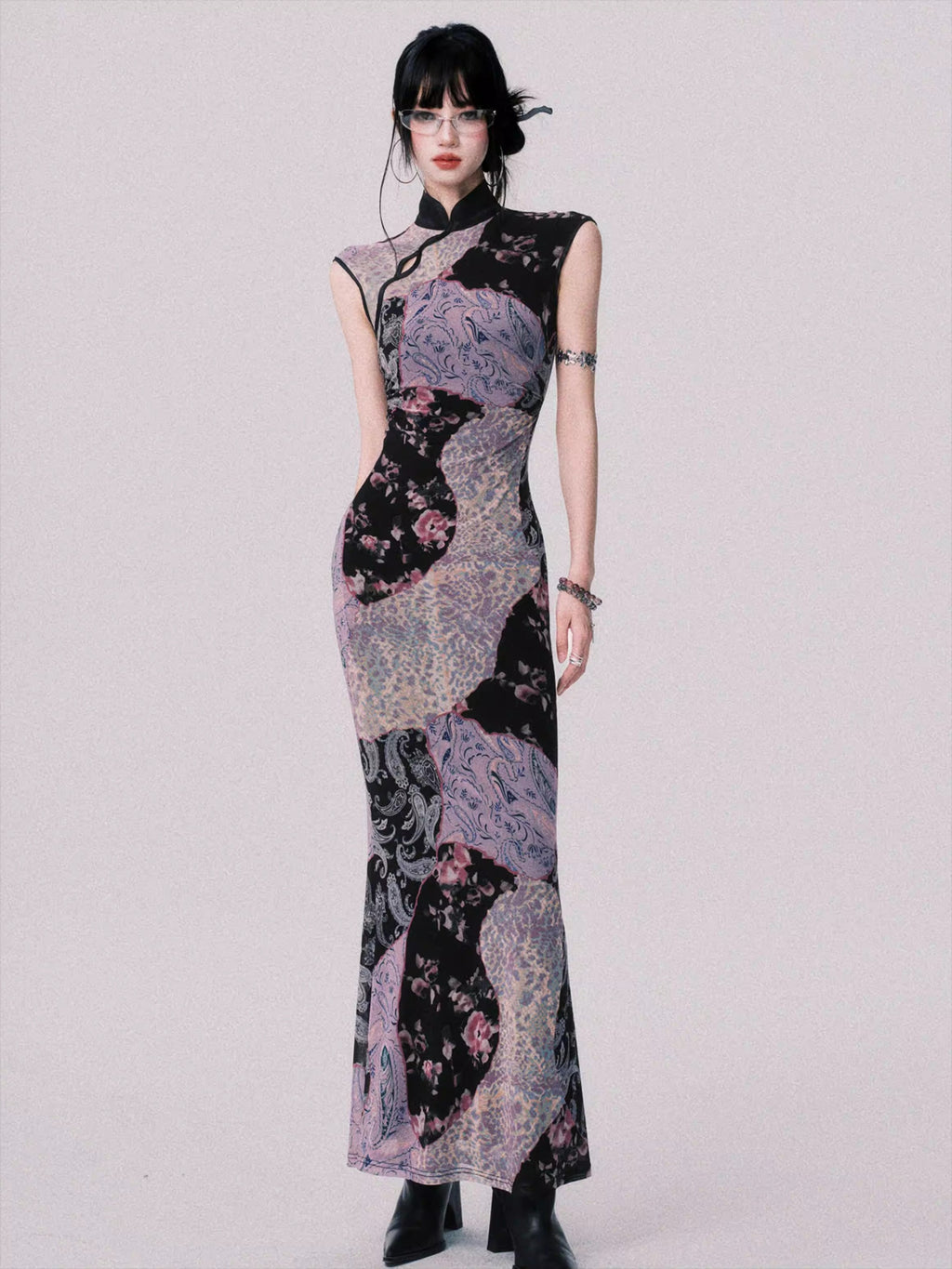 Mesh New Chinese-Style Cheongsam Dress