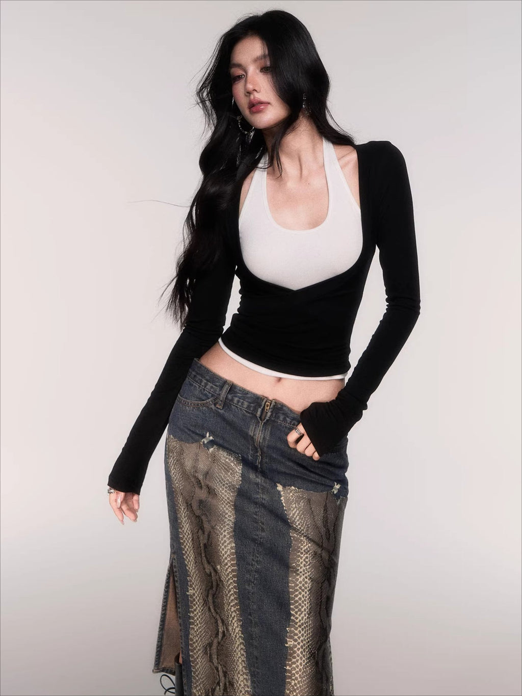 Layered Long-Sleeve Slim-Fit T-Shirt Set