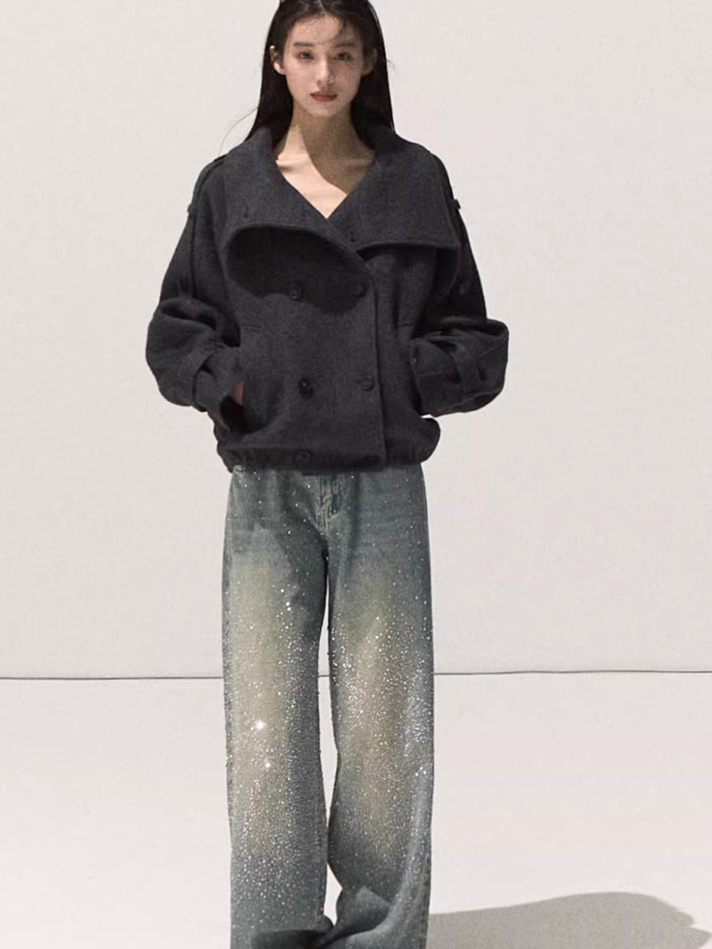 Washed Cotton Straight-Leg Jeans