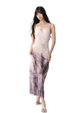 Sunset Lavender Gradient Printed Slip Maxi Dress