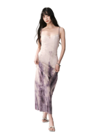 Sunset Lavender Gradient Printed Slip Maxi Dress