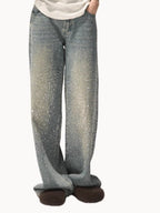 Washed Cotton Straight-Leg Jeans
