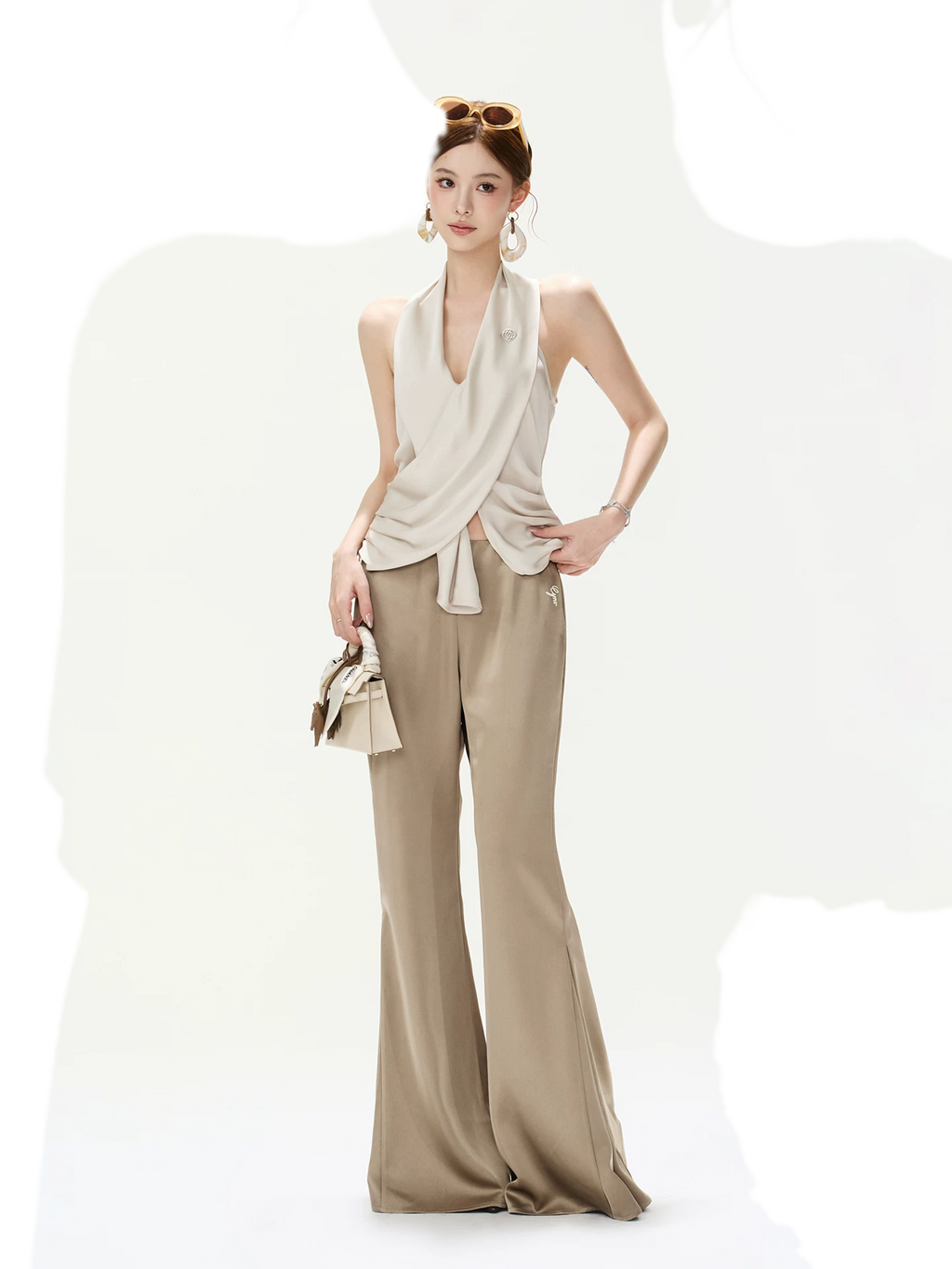 Satin Drape Flared Pants