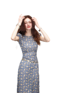 Blue Floral Tencel Dress