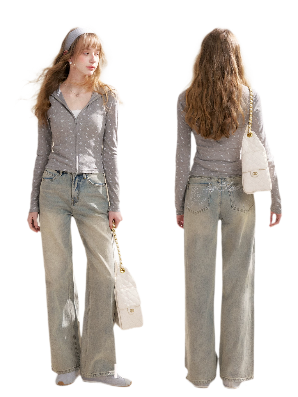 Rhinestone Logo Jeans