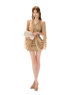 Beaded Halter Ruched Dress