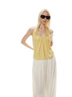 Modal Draped Halter Top with Pearl Neckline
