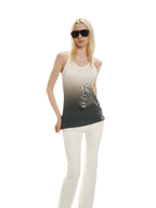Gradient Zebra Print Fitted Racerback Tank Top