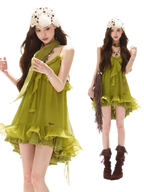 Ruffled Halter Chiffon Dress