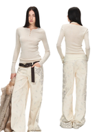 Vintage Paisley Print Relaxed Wide-Leg Pants